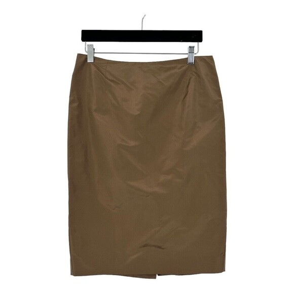 Renato Nucci Size 42 Tan Silk Tafetta Straight Pencil Skirt - Picture 1 of 3
